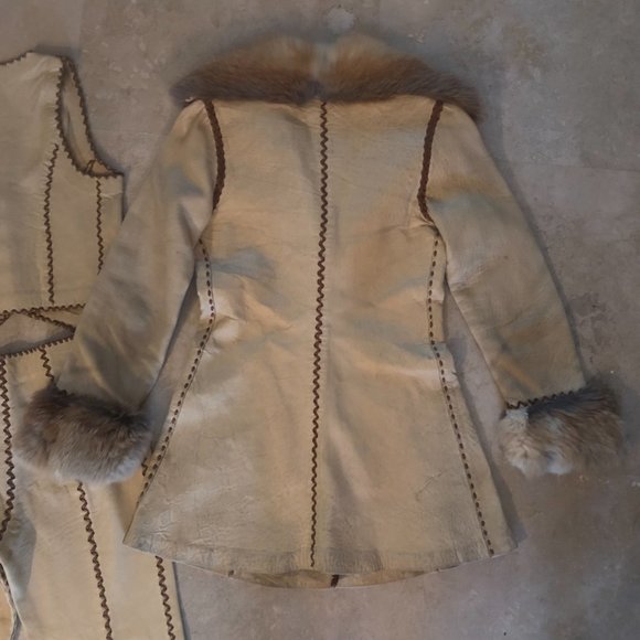 North Beach Leather Jacket, Vest, Pants 3 Piece Matching Set 70s Vintage Hippie - Picture 8 of 10